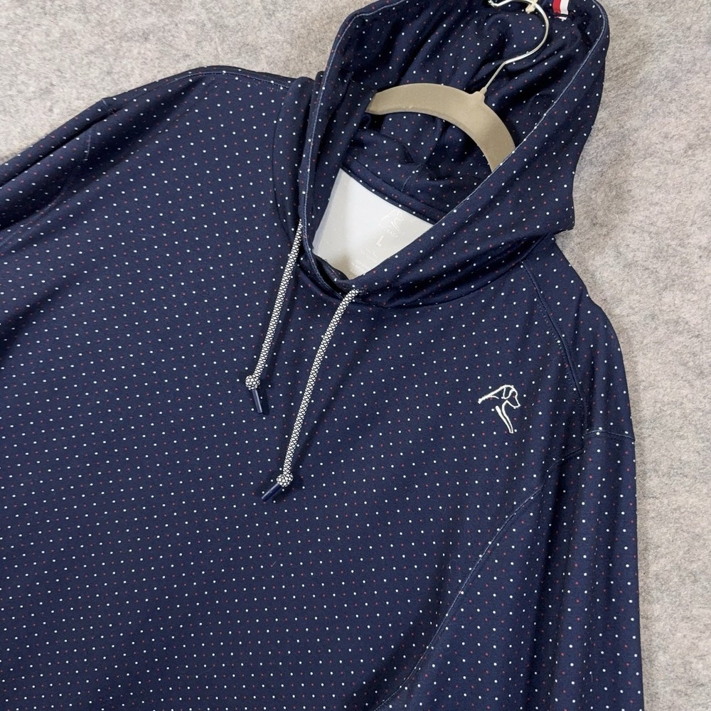 Rhoback Performance Hoodie Mens Sz L Blue Red White Pin Dots Stretch Golf